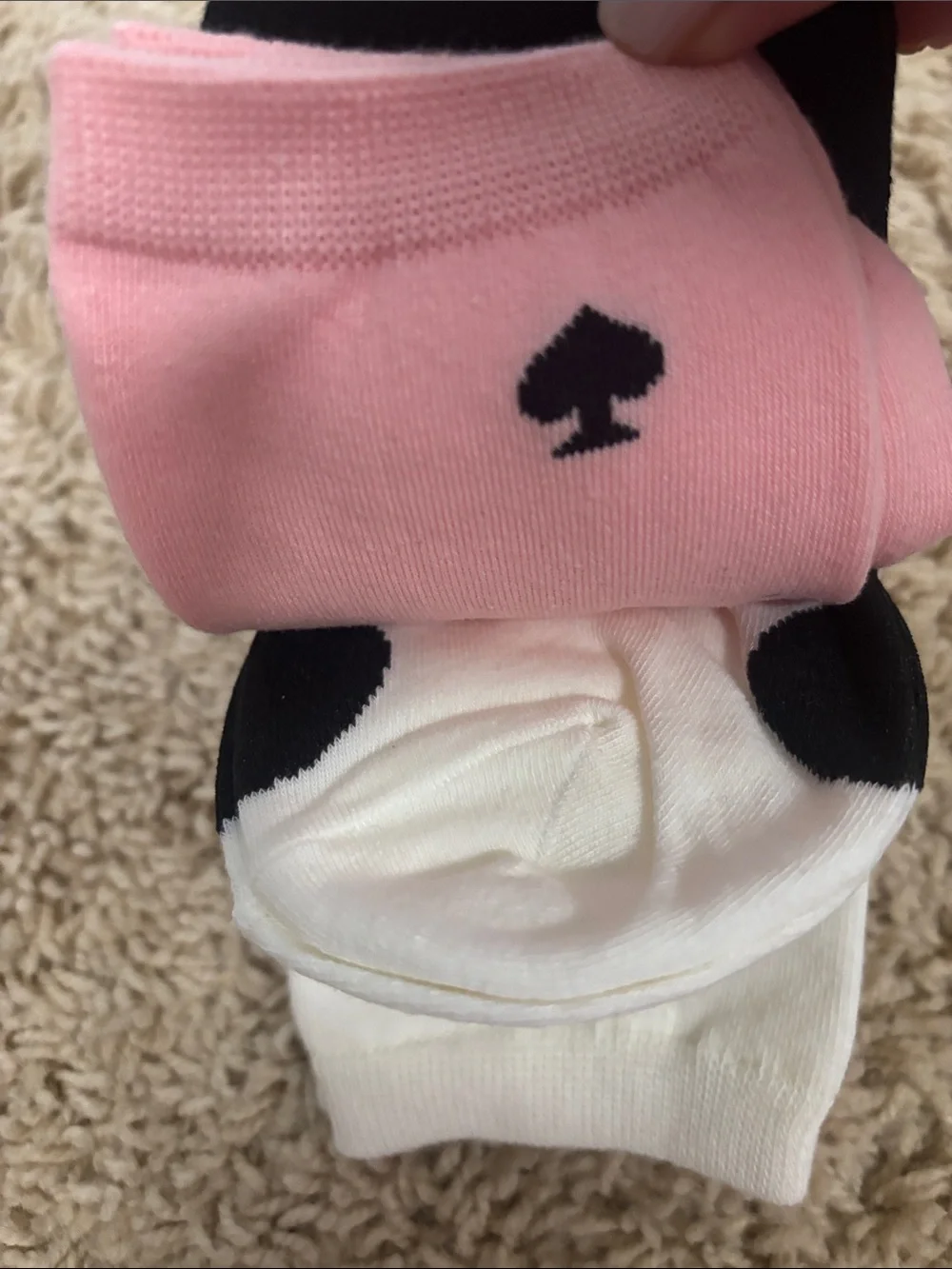 kate spade ♠️ Cute Crew Set of 3 Socks in pink/white/black/striped combo ♠️